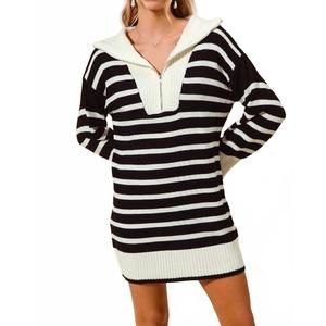 NEW SO ME marley sweater dress in black & white